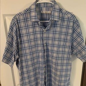 Blue plaid Peter millar button down shirt short sleeve